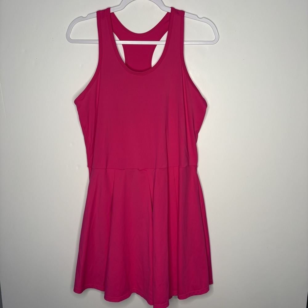 Vibrant Hot Pink Athletic Dress XL Sporty Chic Functional Minimalist Tenniscore